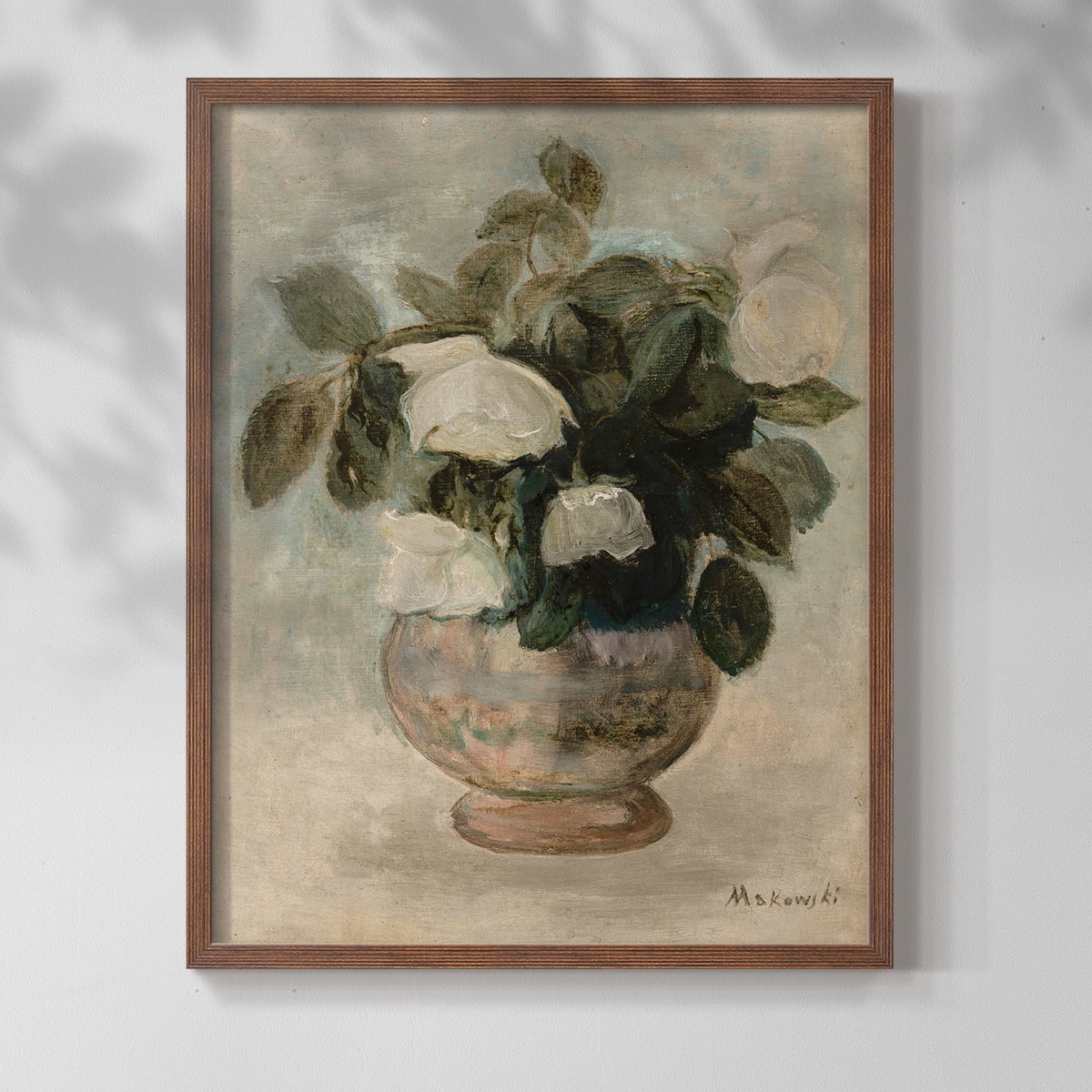 Vintage Floral Bouquet - 14in. x 11in. Vintage Framed Print in Walnut Wood Frame
