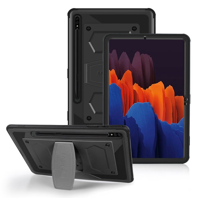 Mignova Case for Galaxy Tab S7 Plus Tablet,Shock-Resistant Drop-Proof Hybrid Rugged case(Built-in Stand), for Samsung Galaxy Tab S7 Plus (Model:SM-T970/T975)/Samsung Galaxy Tab S7 FE(Black)
