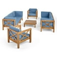 thumbnail image 2 of Morgan Outdoor 8 Seater Acacia Wood Sofa and Club Chair Set, Gray Finish and Dark Gray, 2 of 12