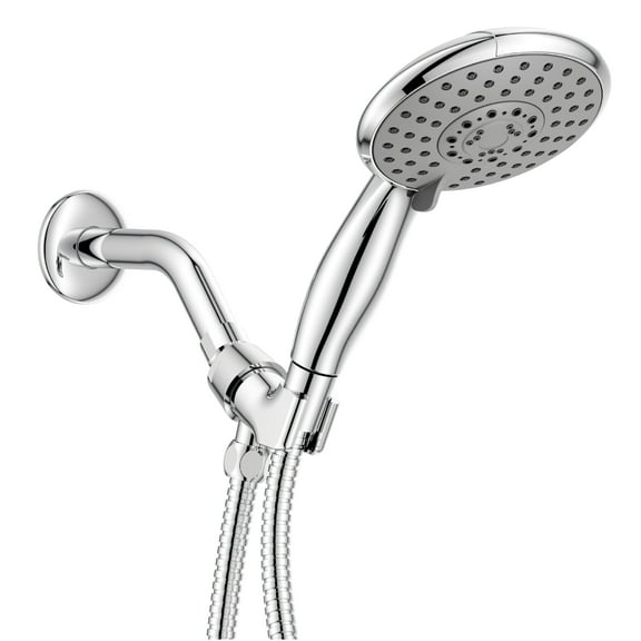 Ana Bath High-Pressure Anti-Clog 5-Inch 5- Spray Modes Handheld Shower Head System   60-Inch Stainless Steel Shower Hose (Chrome)