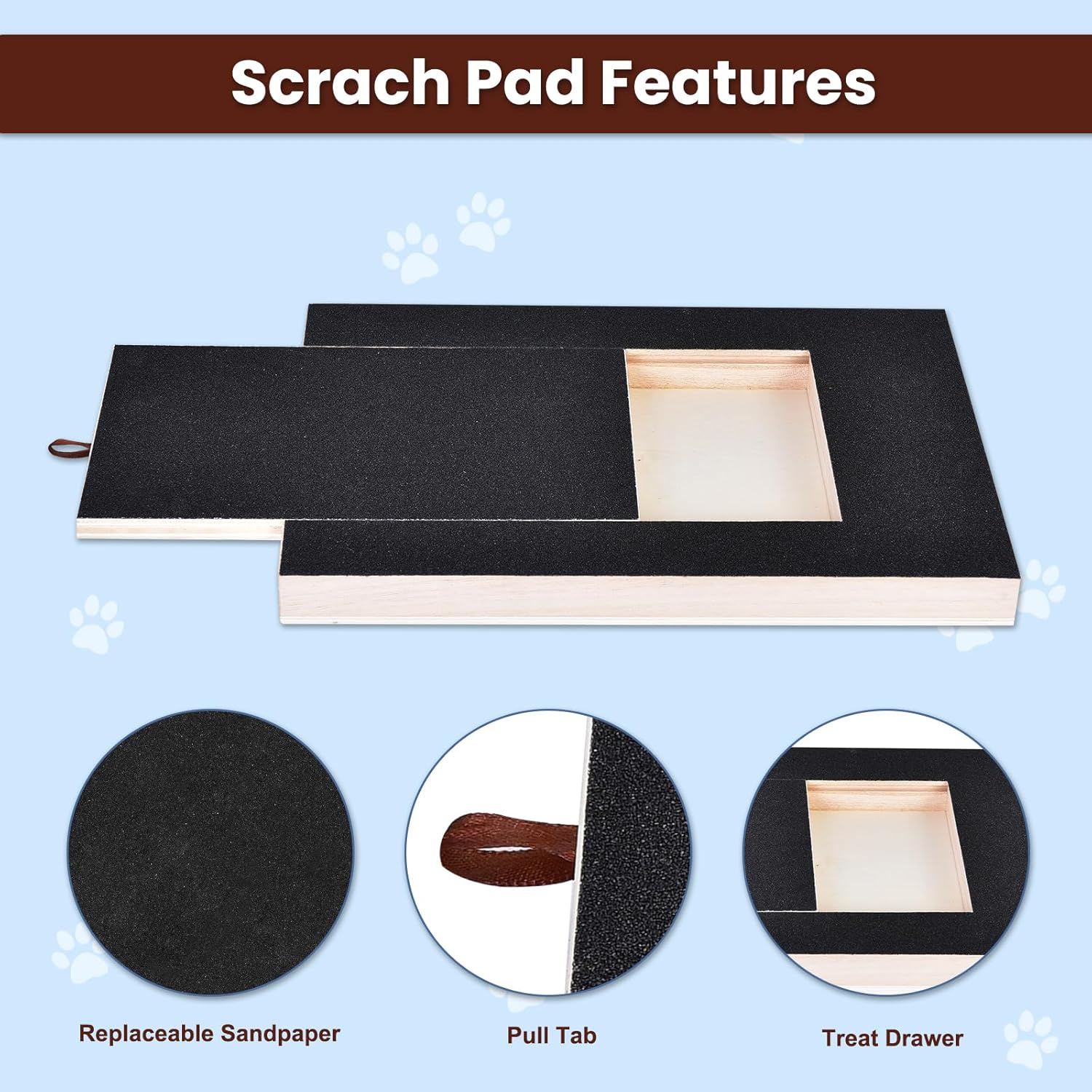 Dog Nail Scratch Board with Treat Box & Drawer - Large Dog Scratch Pad for Nail Care, Puppy Nail File Toy  (Cat Scratcher Friendly)