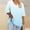 Light Blue#1, variant on Drovellove Women's Casual Printed V Neck 3/4 Length Sleeve T-Shirt – Loose Fit Plus Size Top for Home or Office