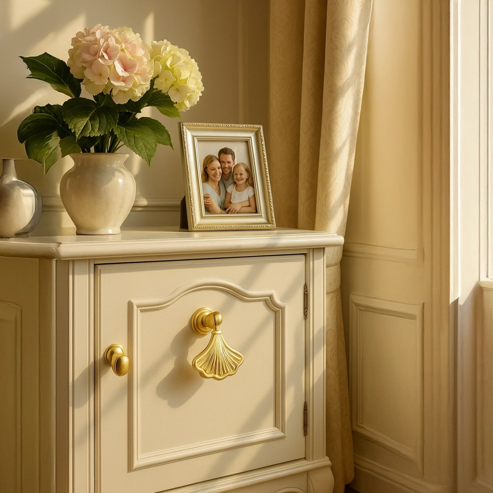18 Pcs French Zinc Alloy Cabinet Knobs, Modern Gold Matte Drawer Pulls, Single Hole Handles for Dresser, Wardrobe, and Cupboard, Unique Fan Shape Design for Home Decoration