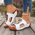 thumbnail image 2 of Modisza Open Toe Wedge Heel Sandals for Women Comfortable Walking Slides with Arch Support Hollow Out Slip on Summer Shoes White size 8, 2 of 7