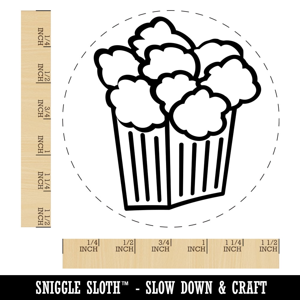 Popcorn Doodle Self-Inking Rubber Stamp Ink Stamper - Black Ink - Large 1-1/2 Inch