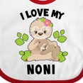 thumbnail image 4 of Inktastic Cute Sloth I Love My Noni with Green Leaves Boys or Girls Baby Bib, 4 of 4