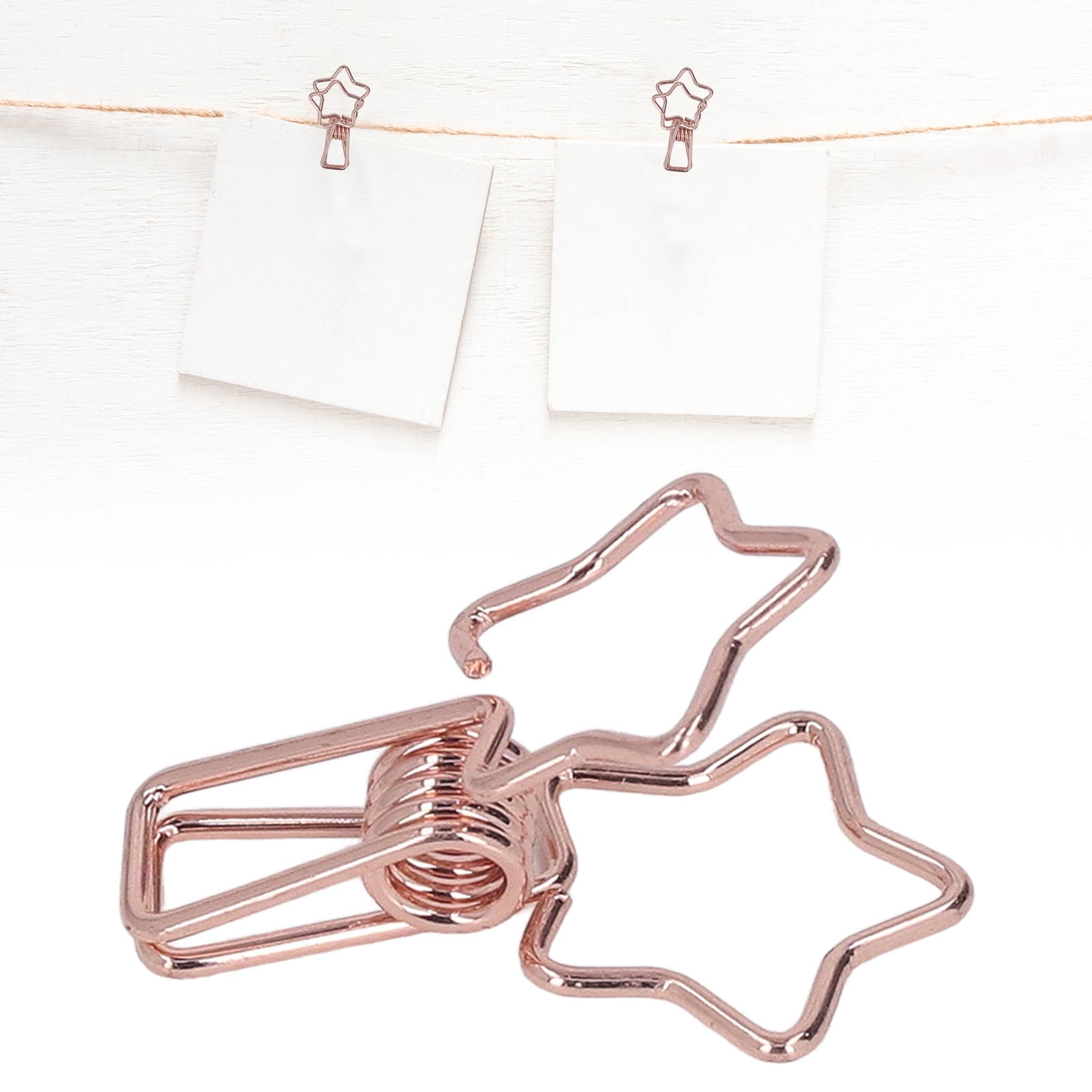 M Buder 100pcs Star Binder Clips Cute Cartoon Hollow Strong Clamping Force Sturdy Metal Paper Clamps for Office Account Tickets Rose Gold (7.87 inches / 20 cm)