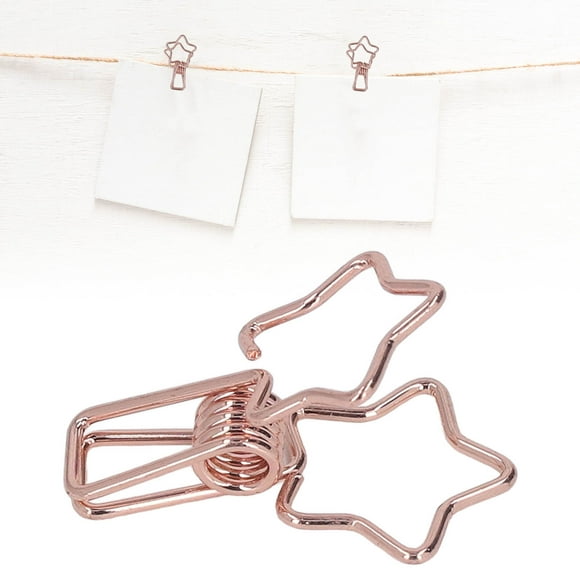 100pcs Étoiles Liant Clips Mignon Bande Dessinée Creux Forte Force de Serrage Pinces à Papier en Métal Robuste pour les Billets de Compte de Bureau
