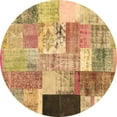 thumbnail image 1 of Ahgly Company Indoor Round Patchwork Brown Transitional Area Rugs, 3' Round, 1 of 4