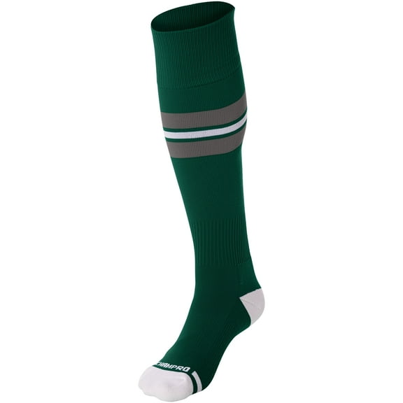 Striped Baseball Sock - FOREST GREEN, GREY, WHITE - S