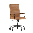 thumbnail image 2 of BizChair High Back Brown LeatherSoft Executive Swivel Office Chair with Black Frame, Arms, and Transparent Roller Wheels, 2 of 9