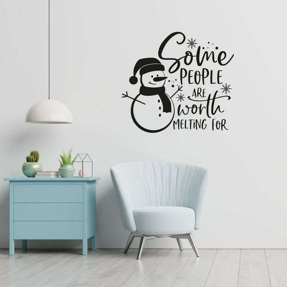 Worth Melting For Christmas Quote Winter Holiday Seasons Merry Christmas Santa Claus Quotes Vinyl Design Wall Sticker Art Decal Boys Girls Room Bedroom Decors Stickers Decoration Size (20x20 inch)