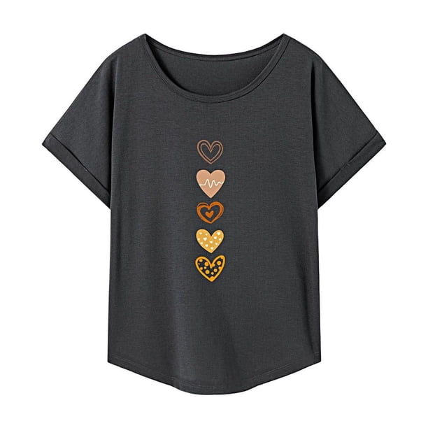 Camiseta para Mujer Verano Mujer Cuello Redondo Manga Corta Top para Viajes en la Playa XL