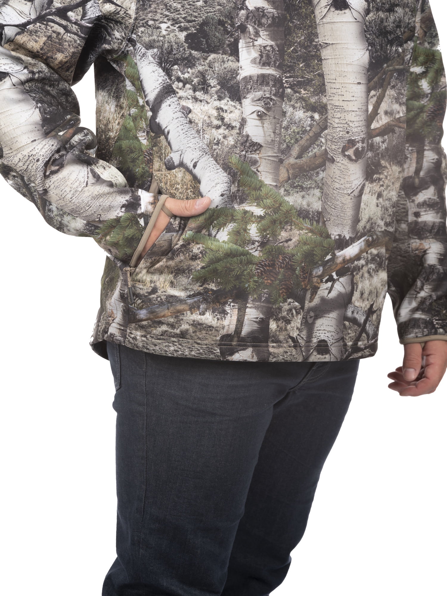 Mossy Oak Men's Mountain Country Camo Pullover Tech Hoodie with Neck Gaiter, Up to 2XL