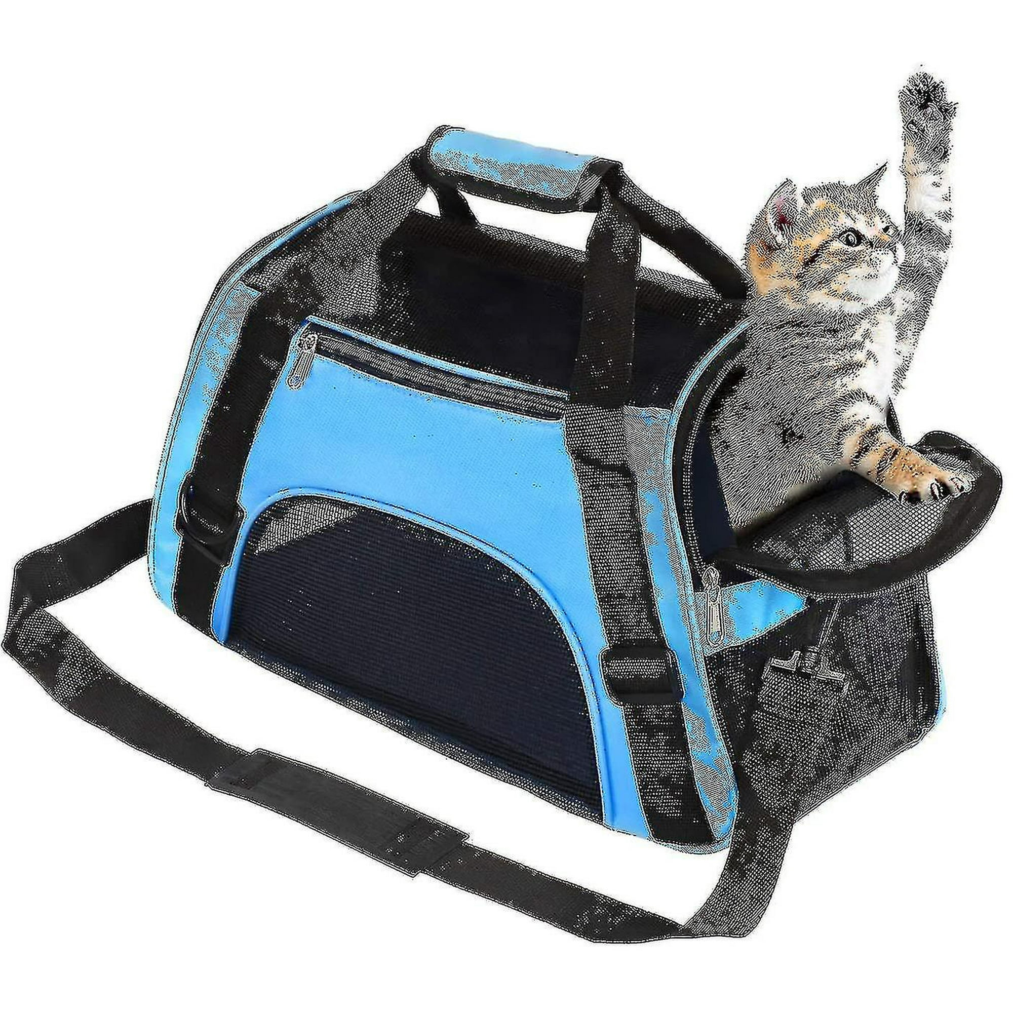 Geecy Cat Carrier Soft Sided Airline Approved Pet Carrier Bag pet Travel Carrier For Cats dogs Puppy Comfort Portable Foldable Pet Bag Blue