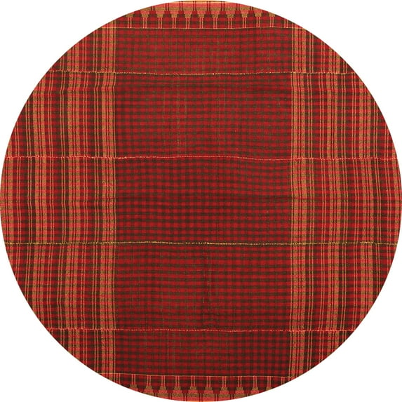 Ahgly Company Indoor Round Oriental Orange Traditional Area Rugs, 6' Round
