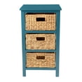 thumbnail image 6 of eHemco 3 Tier X-Side End Table Side Table Storage Cabinet with 3 Natural Water Hyacinth Wicker Baskets for Living Room, Teal, 6 of 10