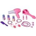 thumbnail image 5 of Pretend Play Girls Vanity Set with Mirror and Stool 21 PCS - Kids Makeup Vanity Table Set with Lights and Sounds - Kids Beauty Salon Set Includes Fashion Hair & Makeup Accessories & Blowdryer, 5 of 5