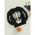 thumbnail image 3 of Franhais Boys Girls Halloween Sweatshirt, Letter Skeleton Pumpkin Print Crew-Neck Long Sleeve Tops, 3 of 8