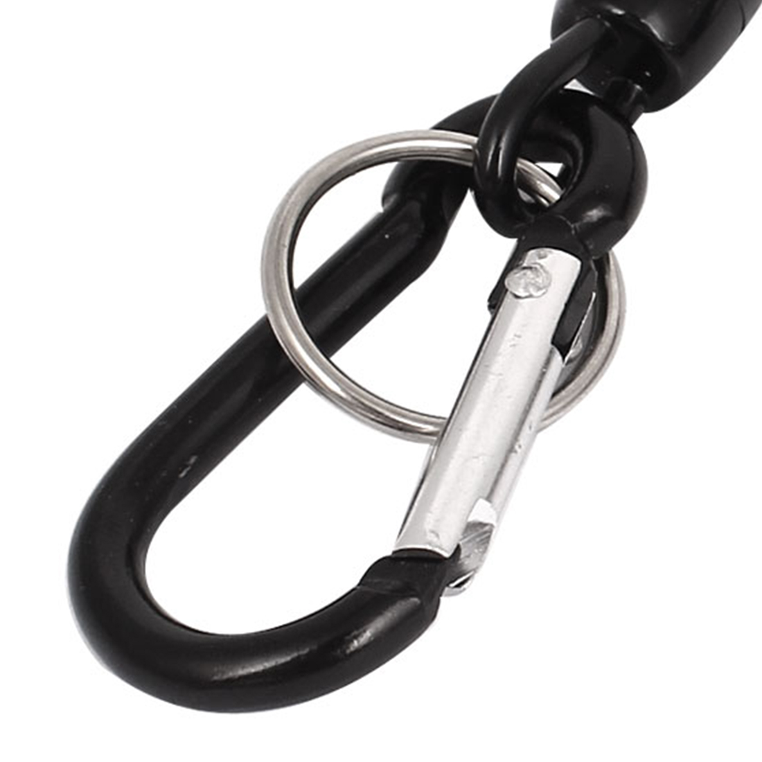 Unique Bargains Black Spiral Coiled Fishing Lanyard Wrist Coil Keychain for Hanging 1 PCS