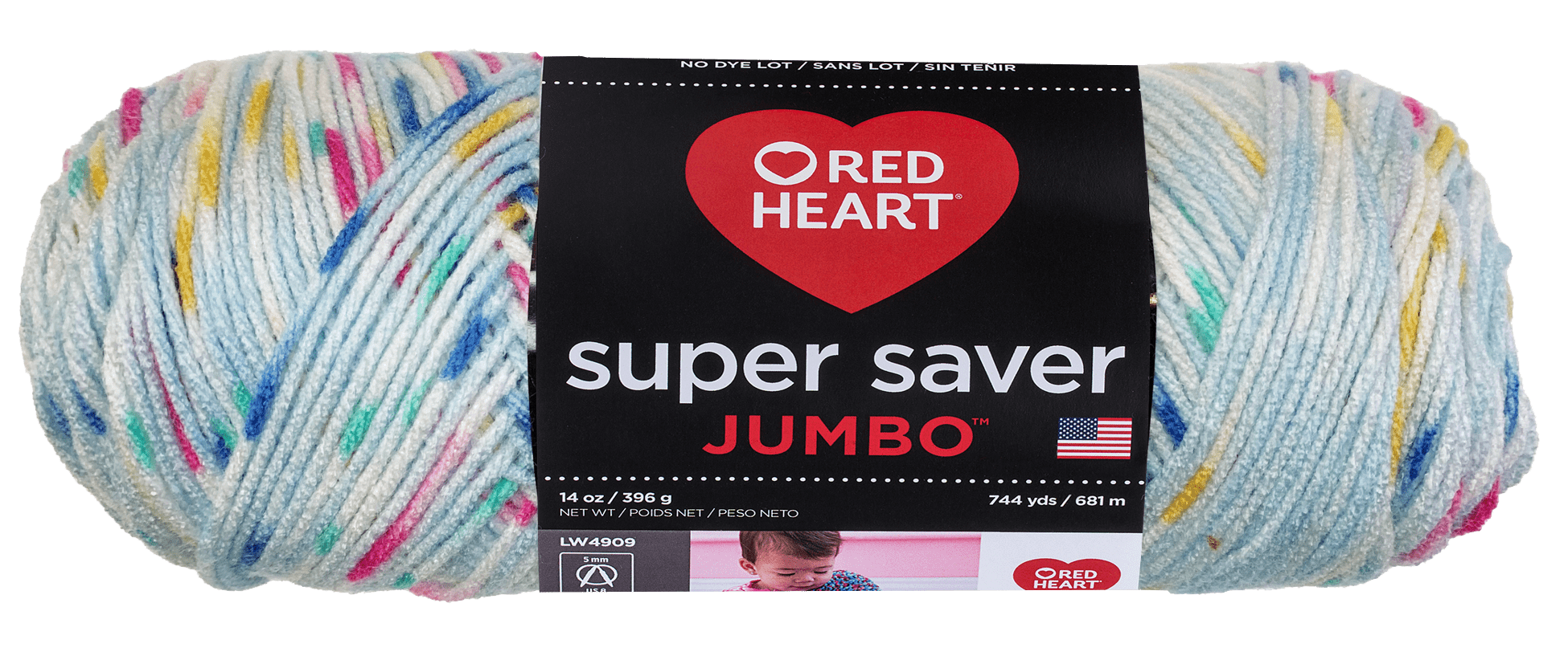 Red Heart Super Saver Yarn, Speckle Light Blue, 10 oz, Medium, Acrylic
