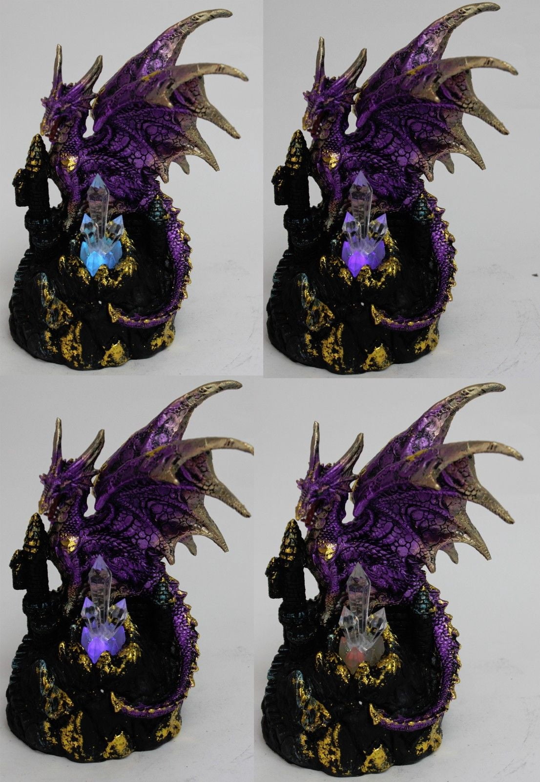 Mythical 7.5" Purple Western Dragon Crystal Color Change Nightstand Desk Light Halloween Medieval Magical Party Home Decor Gifts
