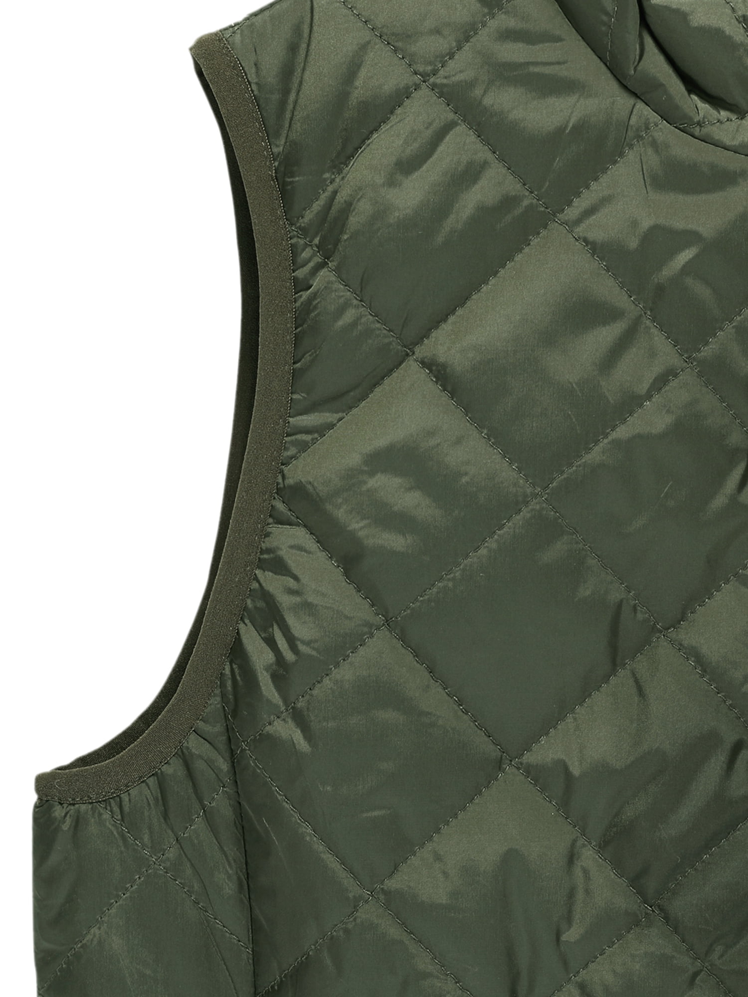 DARING DIVA Women's Zip Stand Collar Quilted Padded Vest XS Green
