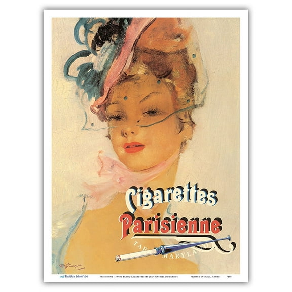 Parisienne - Swiss Brand Cigarettes - Vintage Advertising Poster by Jean Gabriel Domergue c.1970 - Master Art Print (Unframed) 9in x 12in