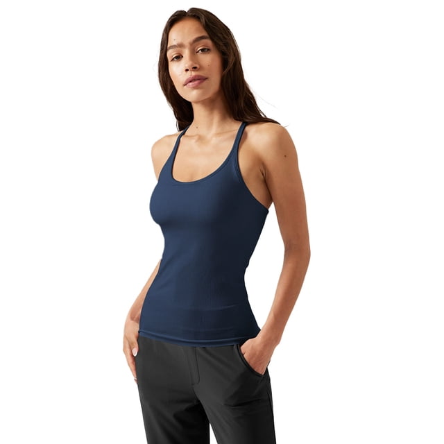 AJZIOJIRO Chemise d'Été Unie pour Femmes, T-Shirt Ajusté Décontracté Sans Manches en Coton, Tailles P-TG