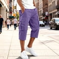 thumbnail image 2 of Resicozy Cargo Capri Pants for Men Casual Elastic Waist Work Shorts Relaxed Fit Hiking Tactical Capris with Multi Pockets Purple M, 2 of 8