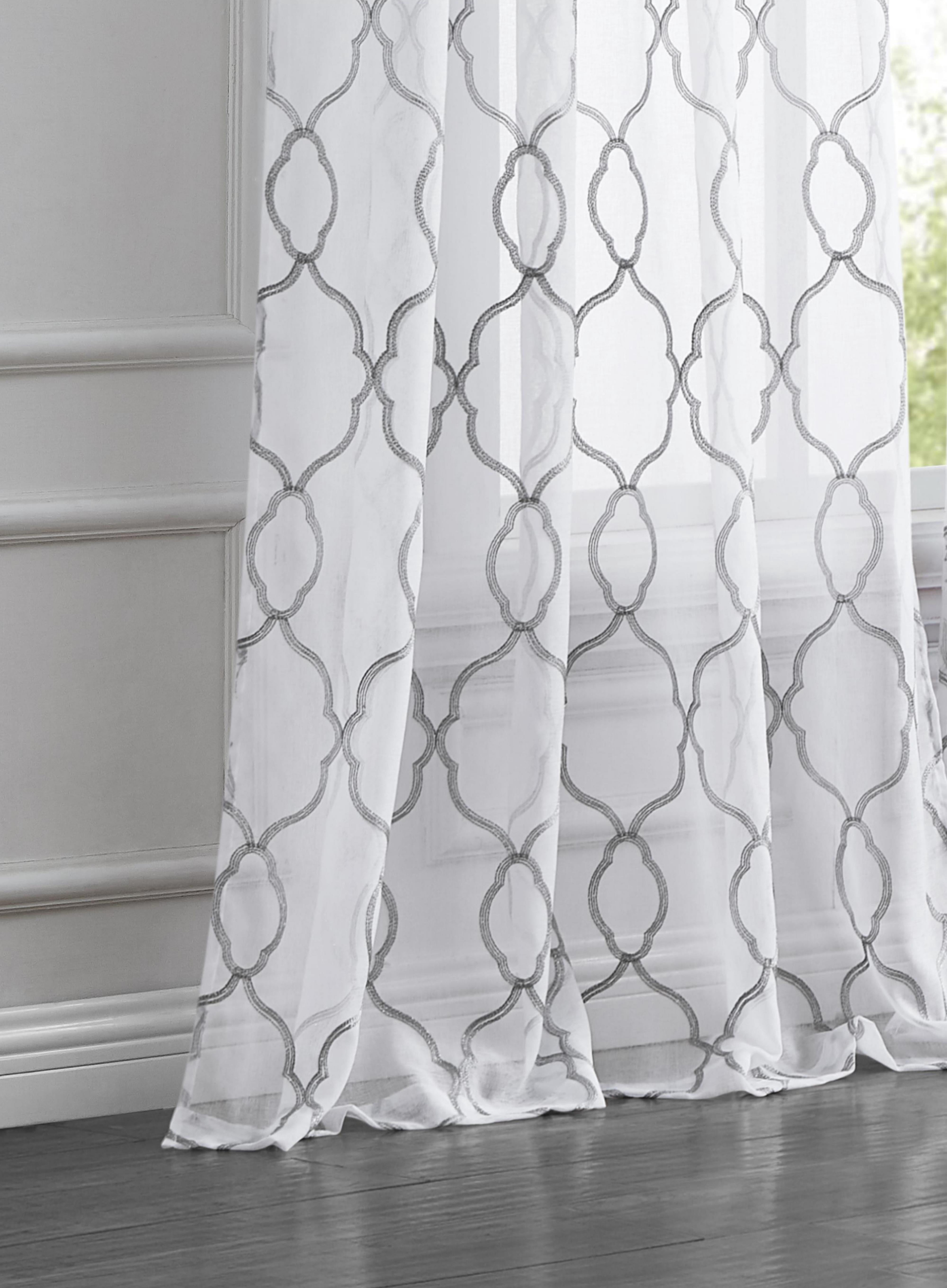 Dainty Home 2-Pack Light Filtering Grommet Curtain Panels, Metallic Embroidered, 54"x84"