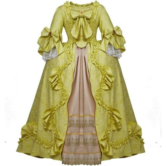 Women's Elegant Rococo Victorian Queen Marie Antoinette Ball Dress Gown - 18th Century Inspired Yellow Court Dress
