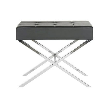 SAFAVIEH Sienna Modern Glam X-Leg Upholstered Rectangular Ottoman, Black/Chrome\