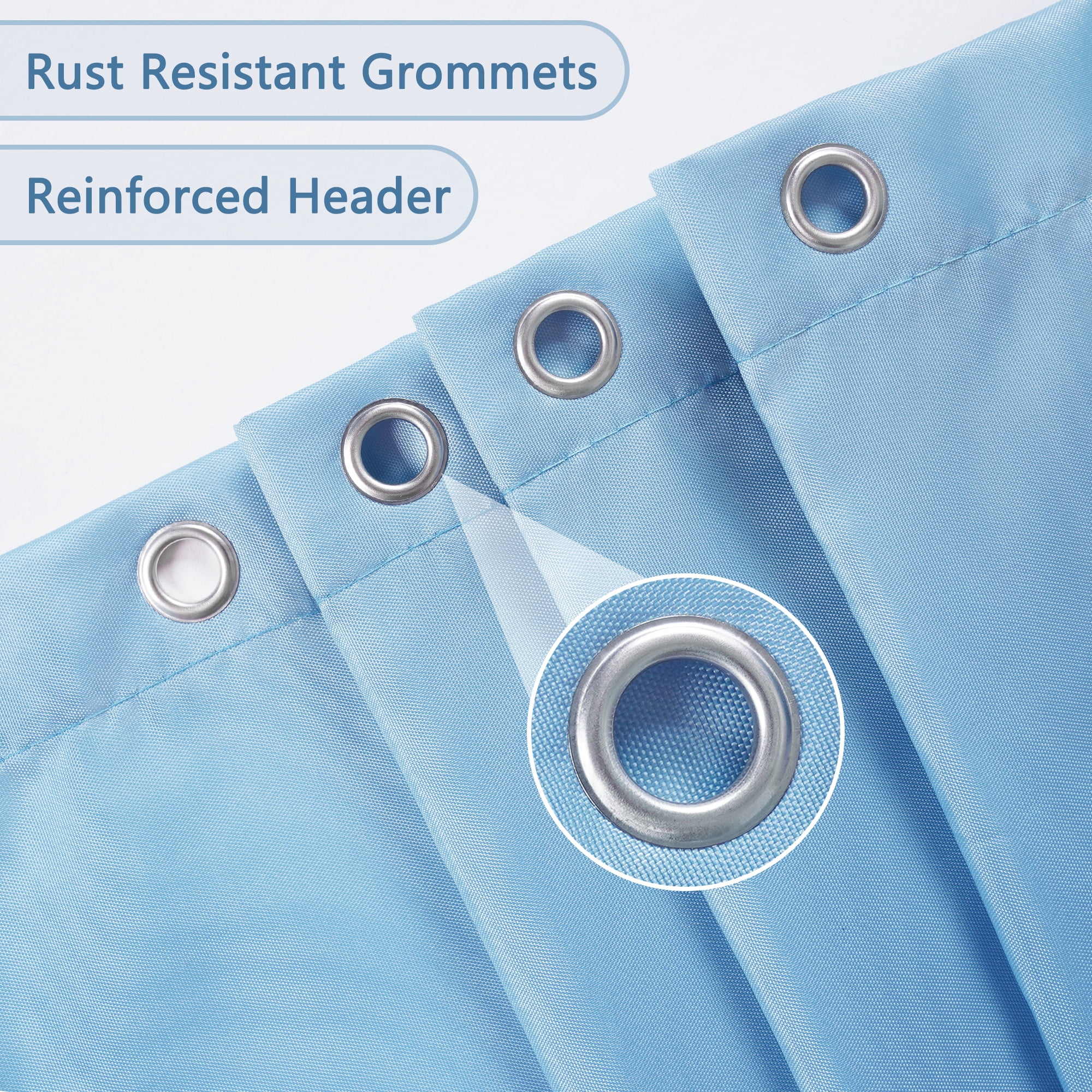 Inosoo Blue Fabric Shower Curtain Liner, 72\x 72\ Machine Washable Cloth Shower Liner with Hooks & M(图4)