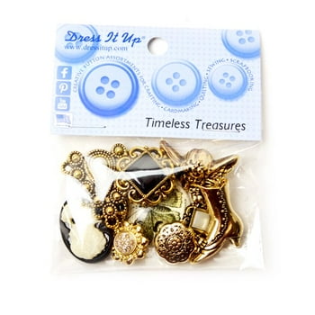 Dress It Up Buttons, Timeless Treasures, Victorian Craft & Sewing Fastener Buttons, Gold, 10 Pcs.