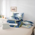 thumbnail image 6 of Homewish Marble Pattern 7-Piece Bedding Comforter Set,Fluid Stripe Aesthetic King Bedding Sets,Deepblue Gold Bed Sheets For Girls Teens,Ultra Soft Home Decor Reversible, 6 of 8