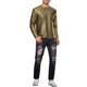 thumbnail image 2 of Camiseta metálica INSPIRE CHIC de manga larga para hombres, camiseta brillante con rayas impresas 2XL dorada, 2 of 5