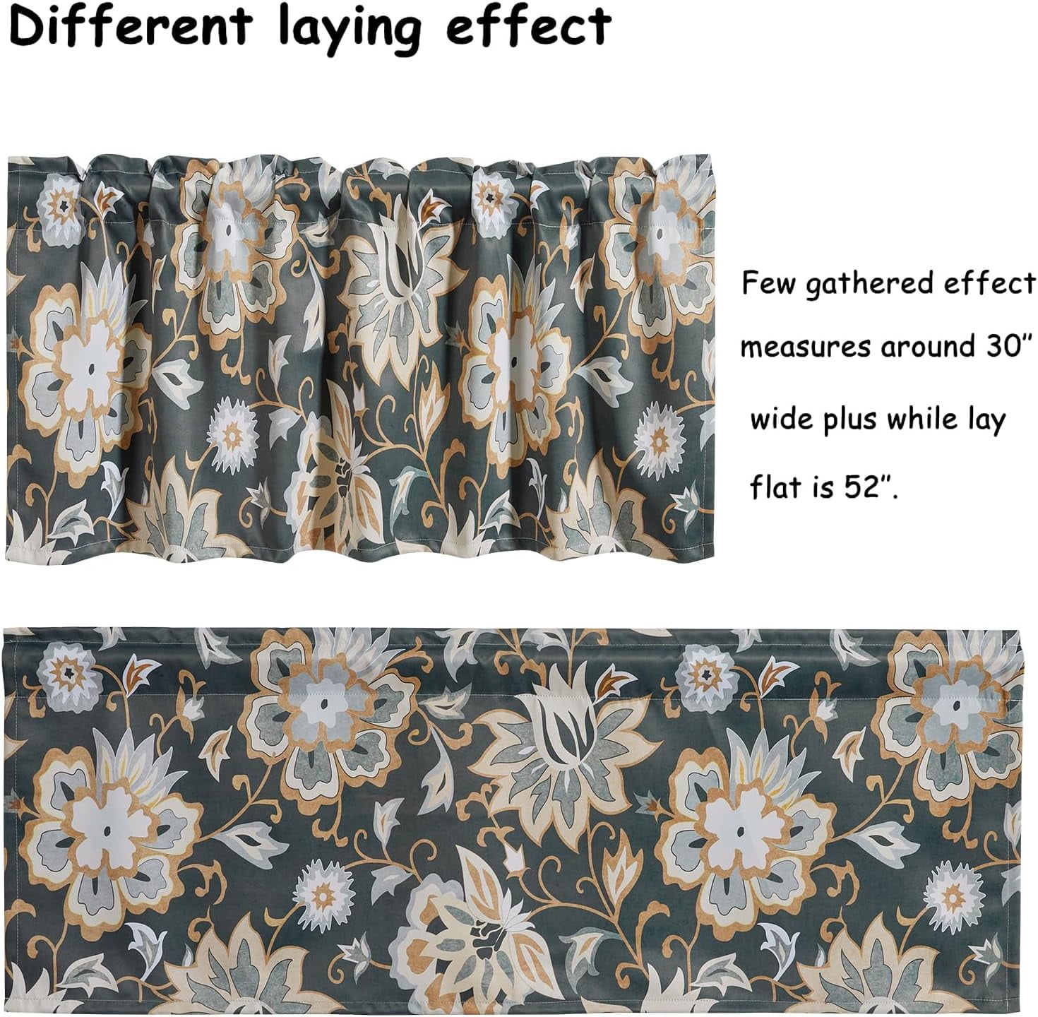 Boho Floral Valances for Windows 18‘‘L Moody Black Vintage Hippie Tribal Chic Valance Curtains Blackout Privacy Short Small Window Curtain Country Farmhouse Kitchen Valance, Rod Pocket