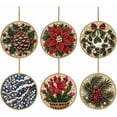 thumbnail image 3 of DIY Diamond Art Painting Christmas Wooden Ornaments Kit (Set of 6), Round Christmas decorations | Special-Shaped Gem & Pearl Hanging Craft Decor with Twine for Holiday Window Christmas Tree Home, 3 of 6