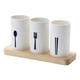 thumbnail image 1 of GOOHOCHY Organizador de cubiertos con base de madera, soporte para cubiertos, cucharas, tenedores y palillos, estante de almacenamiento para encimera de cocina., 1 of 8