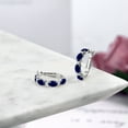 thumbnail image 4 of Gem Stone King 4.67 Ct Oval Blue Sapphire E-F Lab Grown Diamond 925 Sterling Silver Hoop Earrings, 4 of 4