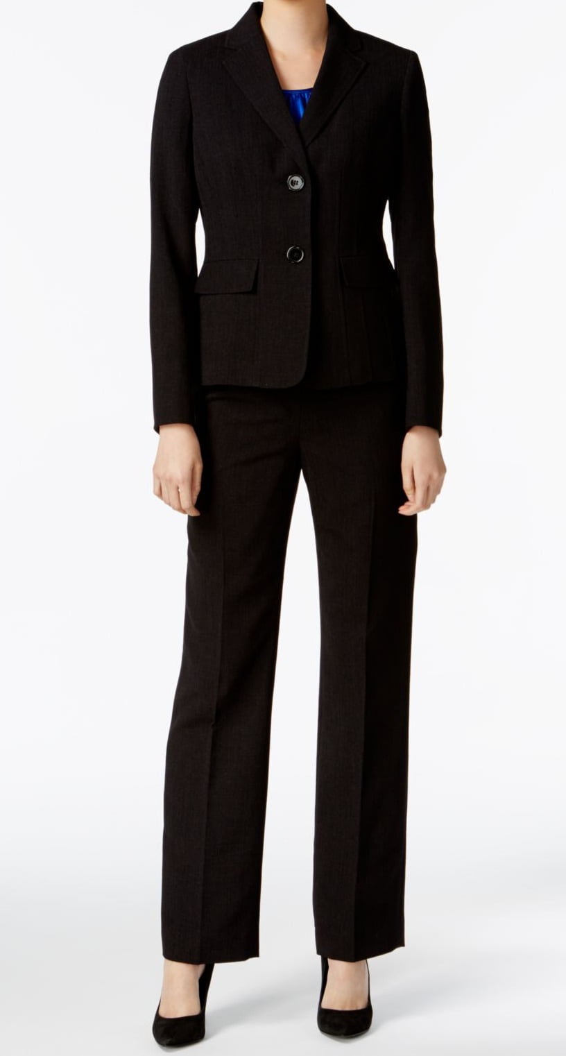 Le Suit NEW Black Womens Size 8 Two Button Flap Pocket Pant Suit Set ...