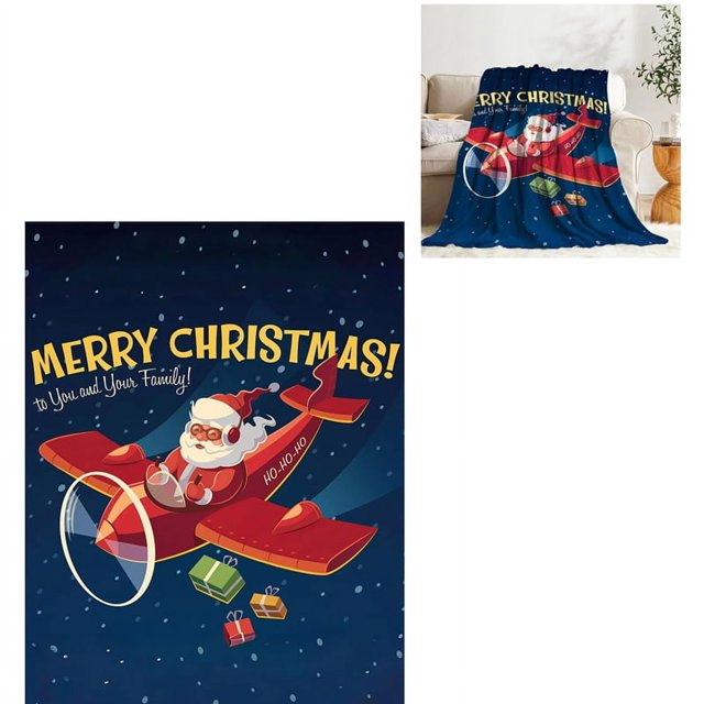 Manta Navideña, Decoración Navideña, Regalo, Acogedora Manta Reversible de Microfibra para las Fiestas, Regalo para Navidad