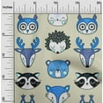 thumbnail image 2 of oneOone Cotton Poplin Beige Fabric Cute Animal Face Pattern Sewing Material Print Fabric By The Yard 42 Inch Wide, 2 of 6