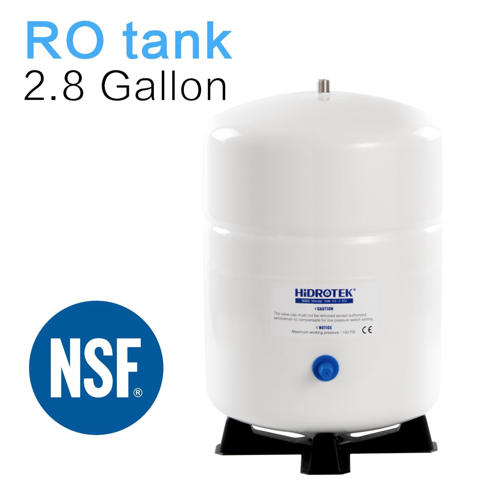 HIDROTEK  2.8 Gallon RO Water Storage Tank for Reverse Osmosis Water Filtration Systems -NSF Certificated-1/4"