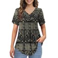 thumbnail image 1 of McVanedy Women's Pleated Flare Top V Neck Button Plus Size Short Sleeve Top M-4XL, 1 of 7