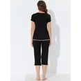 thumbnail image 3 of Unique Bargains Women's Lounge Pajama Round Neck Capri Nightwear Casual Sleepwear Sets, 3 of 5