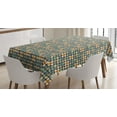 thumbnail image 1 of Flower Tablecloth, Primitive Grid-like Stylized Petals Leaves and Stems Pattern as Funky Sixties Style, Rectangular Table Cover for Dining Room Kitchen, 60 X 84 Inches, Multicolor, by Ambesonne, 1 of 3