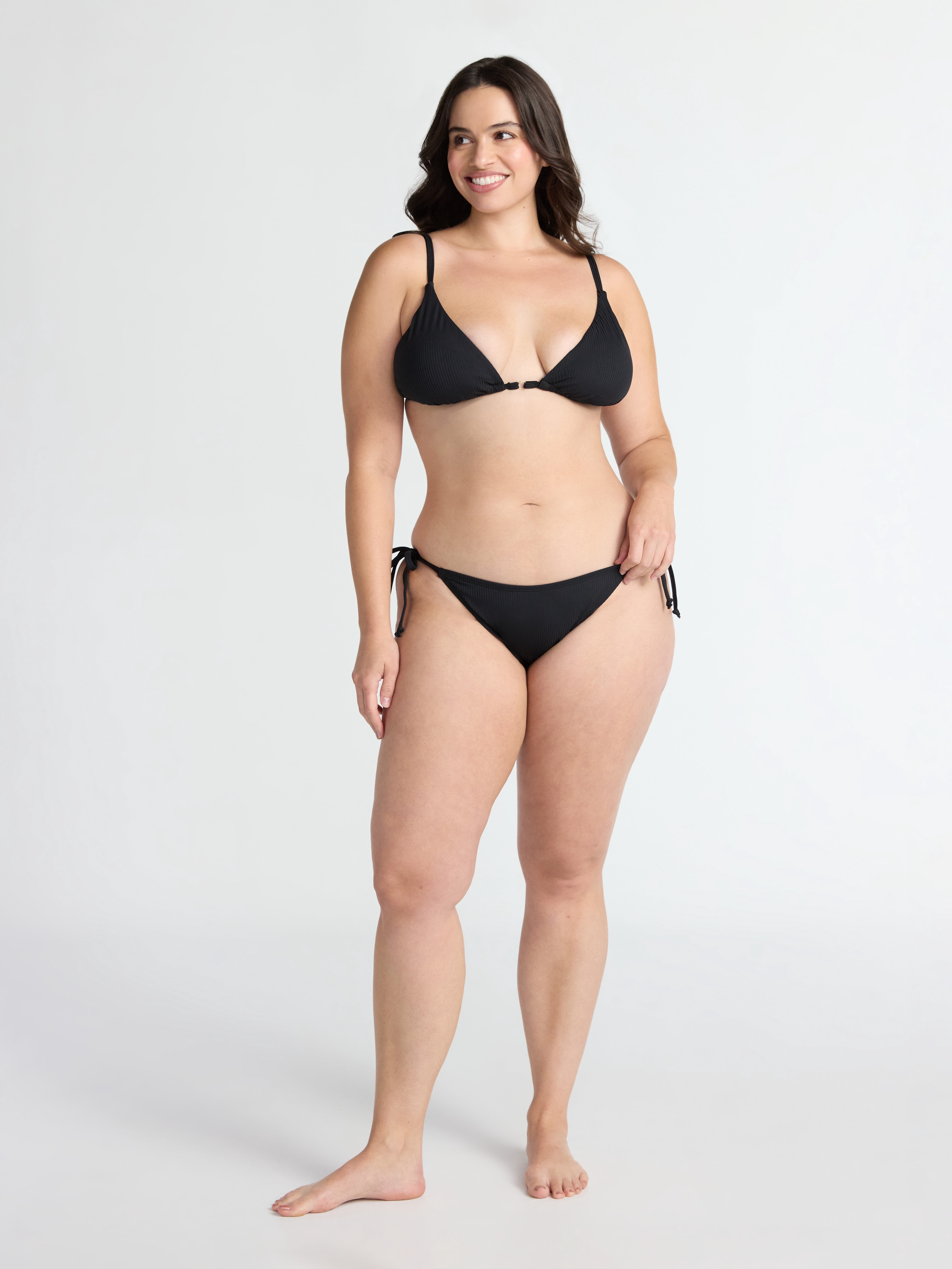 Time and Tru Women's and Women’s Plus Ottoman Rib Triangle Bikini Top, Sizes XS- 2X