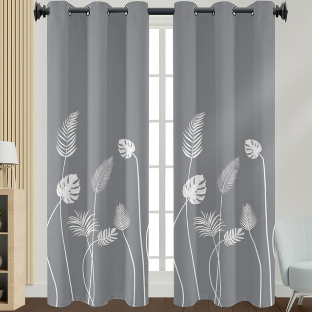 Innerwin Rideaux Semi-Transparents pour Fenêtre à Oeillets Longs Rideaux Filtrant la Lumière Lin de Luxe Texturé Traitements d'Intimité Gris G : 52"x H:85 Pouces